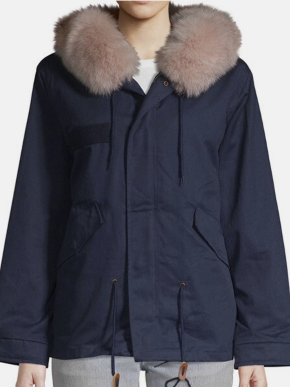 AVA/KRIS Navy Parka jacket 4in1 Rabbit Burgundy Fur Trim